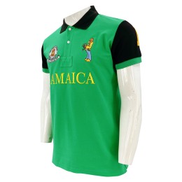 Design Contrast Sleeves Contrast Collar Short Sleeve Polo Hem Slit 2 Button Design Embroidered Badge  P1350 Design Contrast Sleeves Contrast Collar Short Sleeve Polo Hem Slit 2 Button Design Embroidered Badge  P1350